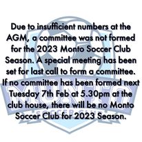 Special Meeting to Save Monto Soccer Club