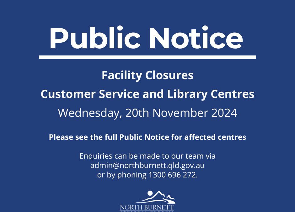 Facility Closures Wednesday 20 November 2024